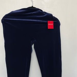 Spanx NWT Blue Sapphire Velvet Leggings Large